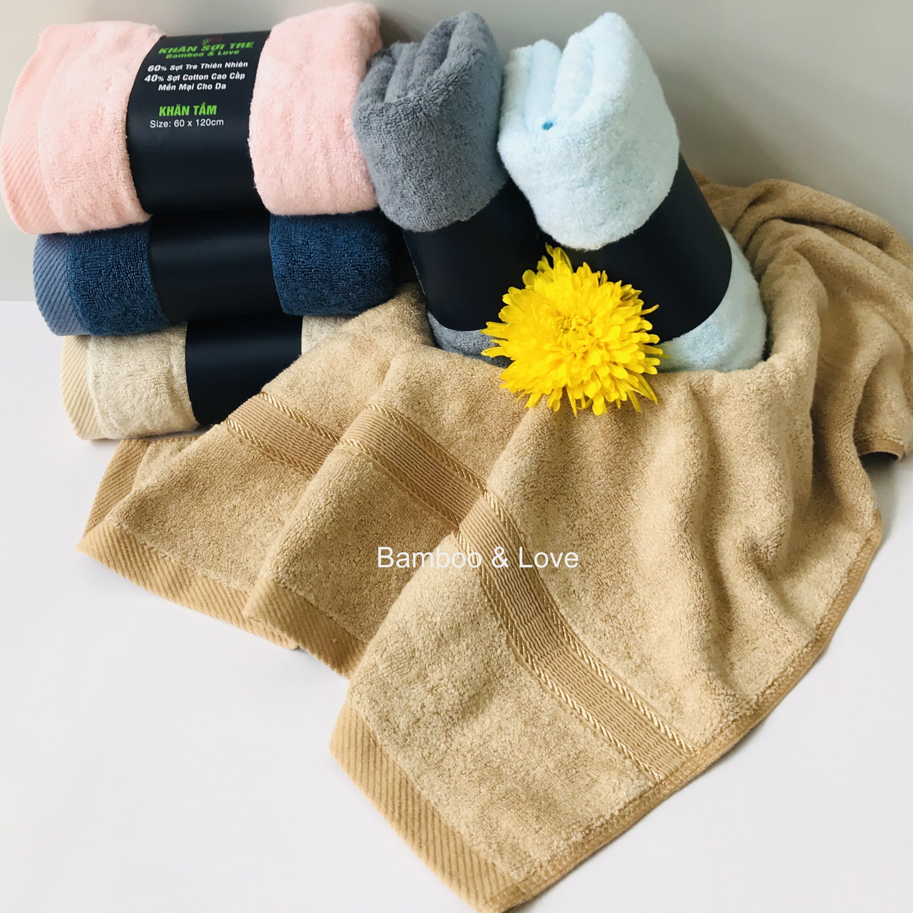 Khăn tắm sợi tre cao cấp Bamboo&love  60x120cm