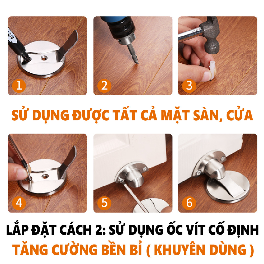 [HCM]Chặn Cửa Hít Nam Châm Dán Sàn - Kèm miếng dán 3M & ốc vít