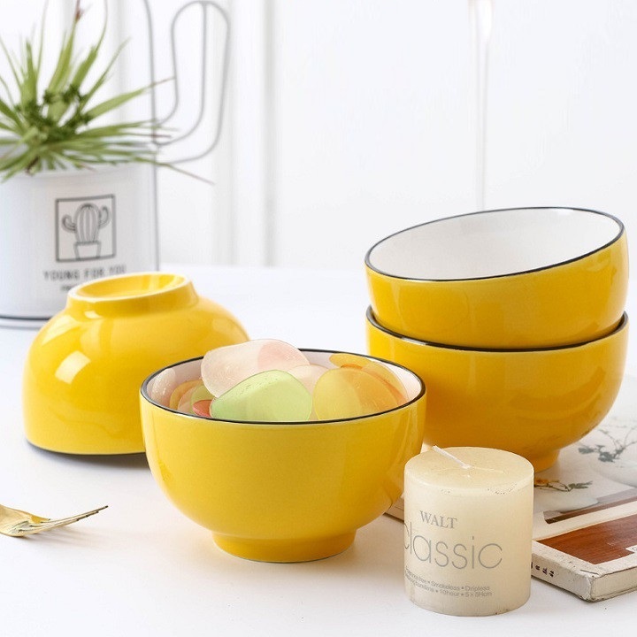 Set 02 chén sứ màu vàng 11,5cm - chén sứ