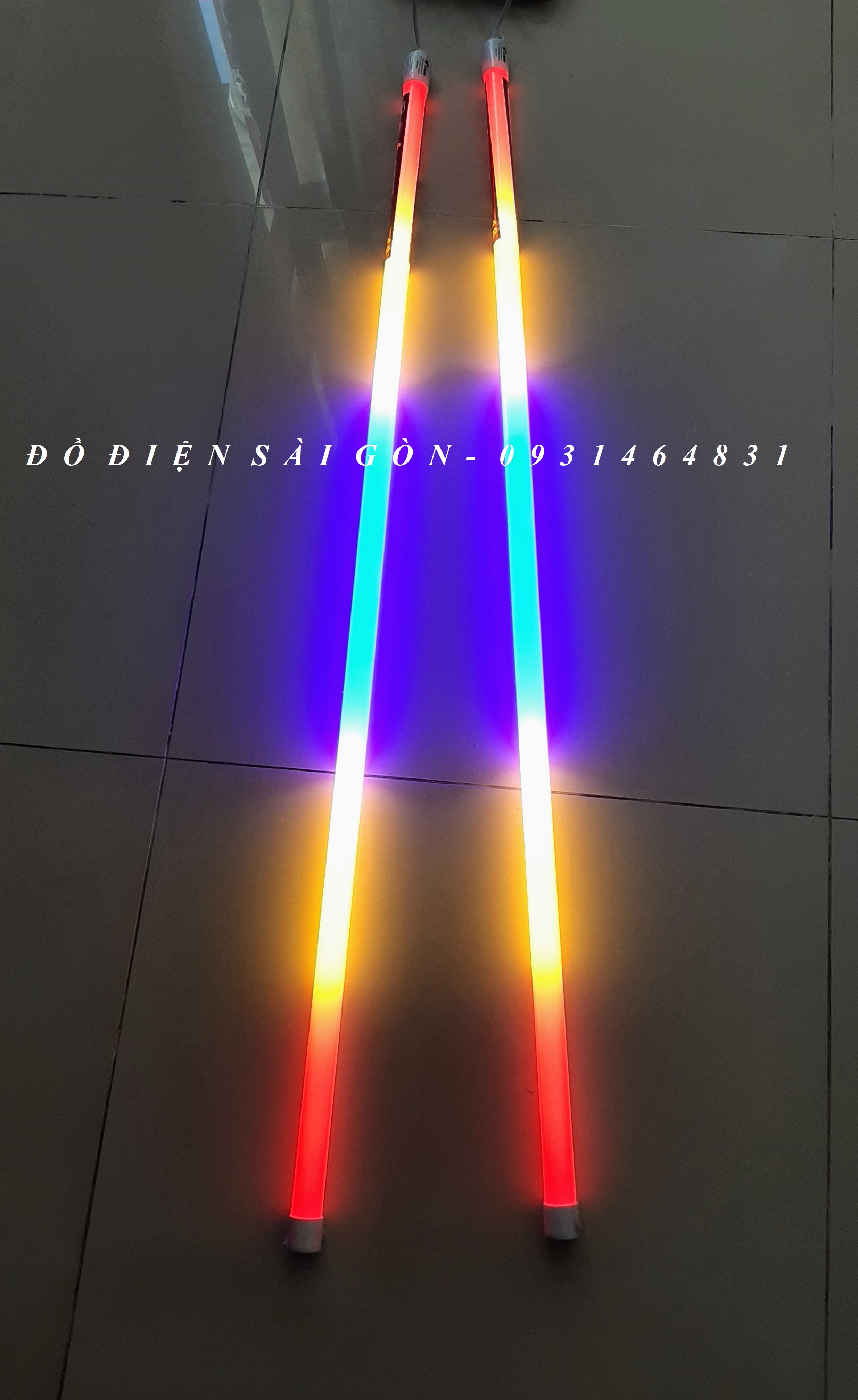 Combo 2 bóng đèn led tuýp 60cm 1m2 trang trí nhiều màu 9w 18w, đèn led 6 tấc 1,2m nhiều màu sắc