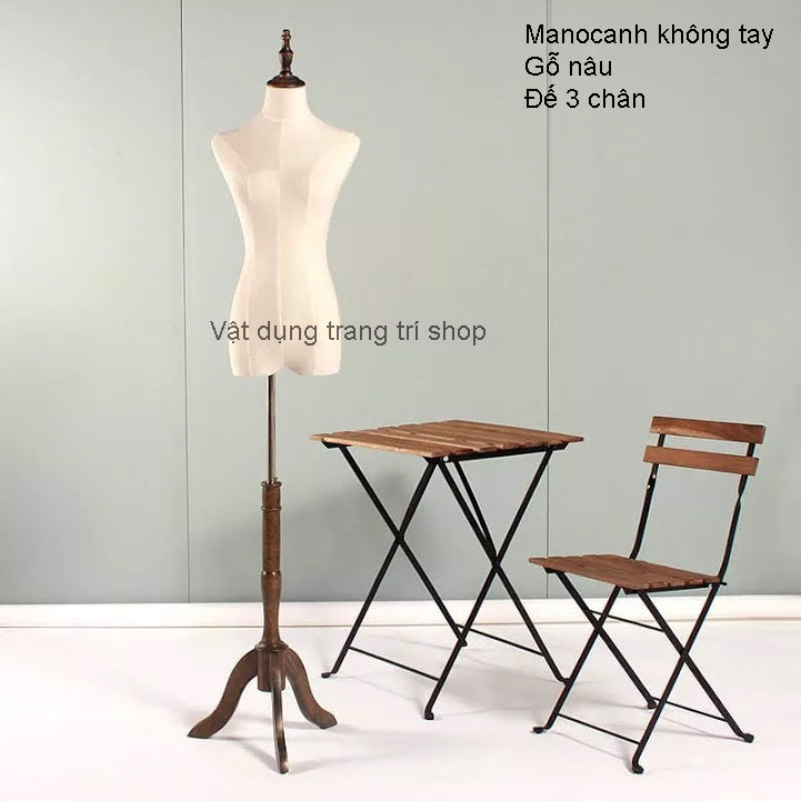 Manocanh Nữ Không Tay Chân Gỗ Nâu