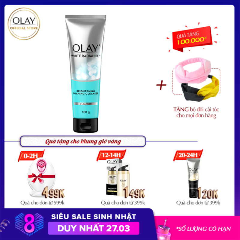 Sữa rữa mặt dưỡng trắng da Olay White Radiance Brightening Foaming Cleanser 100g cao cấp