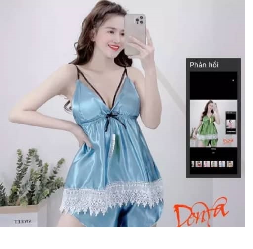 Bộ phi lụa đùi, áo có mút ngực, 37 đến 58kg