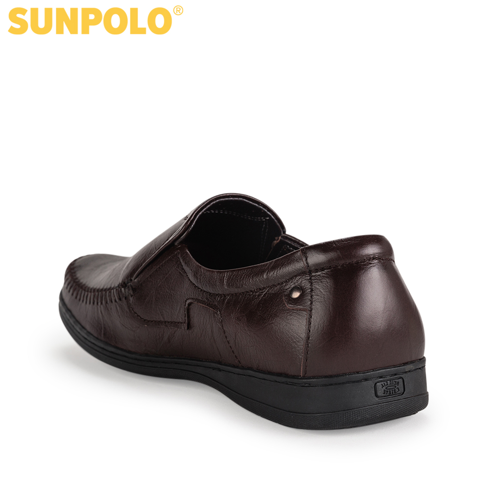 Giày mọi nam da bò SUNPOLO LS2098 (Nâu) Phiên bản mới cải tiến đế giày