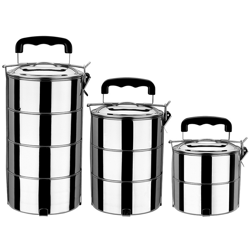 Bộ cà mên 3 tầng inox 12cm chất liệu cao cấp không gỉ không sợ bể vỡ thiết kế gồm các hộp nhỏ lồng vào bên trong camen lớn