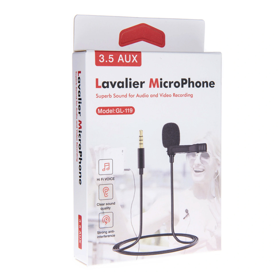 Micro cài áo Microphone GL119 hàng chuẩn 3 Ring - Clip on 3.5mm Jack