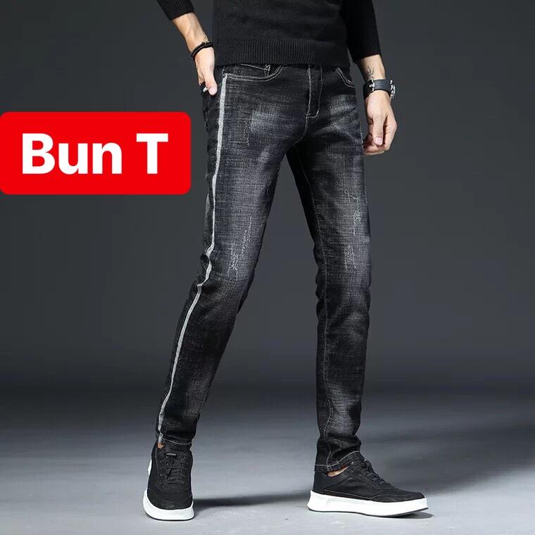 QUẦN JEAN NAM CHẤT BÒ ĐEN NHÁM SỌC TRẮNG KIỂU HÀN QUỐC TT-1148 TRANG BUN FASHION