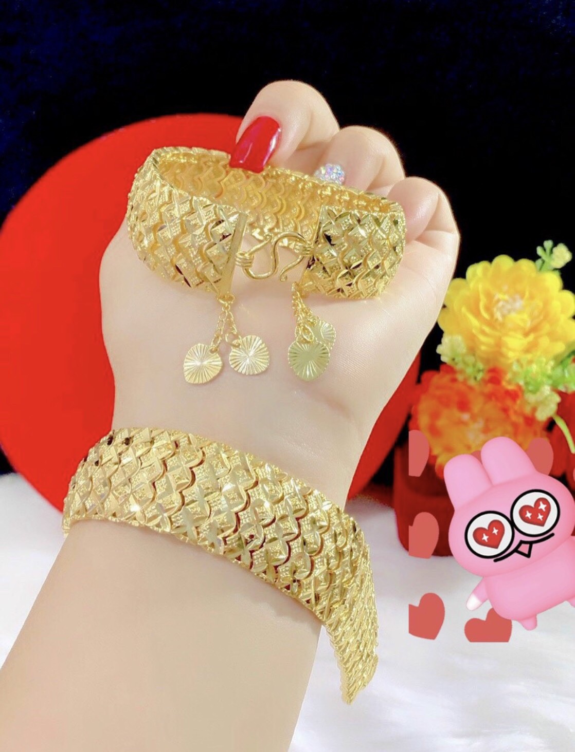 Lắc tay nữ kiểu vảy cá mạ vàng 18 siêu đẹp