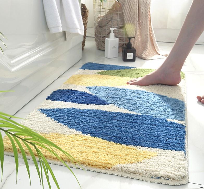 THẢM CHÙI CHÂN COTTON LEN PHỐI MÀU XANH VÀNG