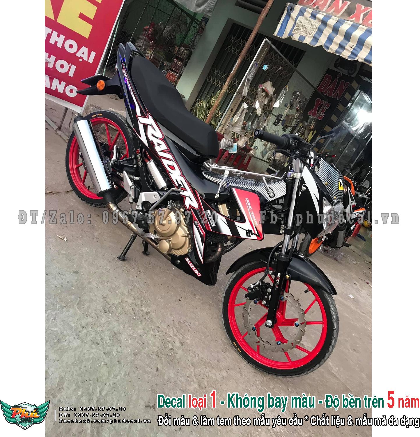 Tem rời xe Raider Xăng cơ đỏ đen