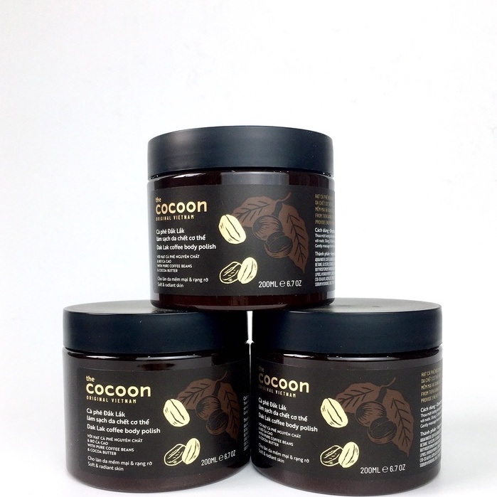 Combo 3 Hộp Cà phê Đắk lắk làm sạch da chết Cocoon 200ml