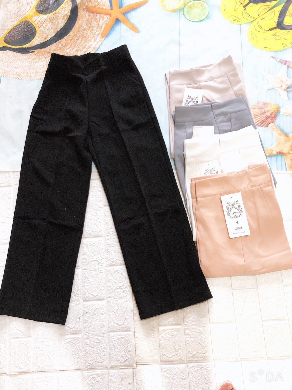Quần culottes ống rộng suông khóa sườn, quần tây nữ công sở
