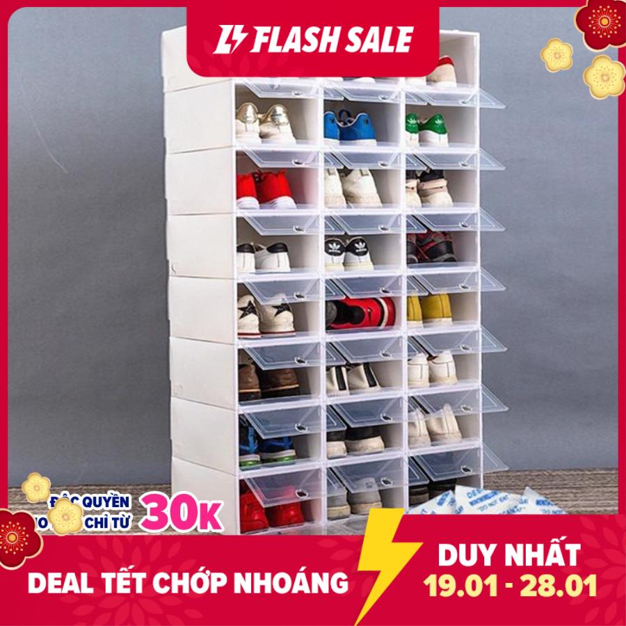 Combo 10 Hộp Đựng Giày Dép Nắp Nhựa Cứng Size To