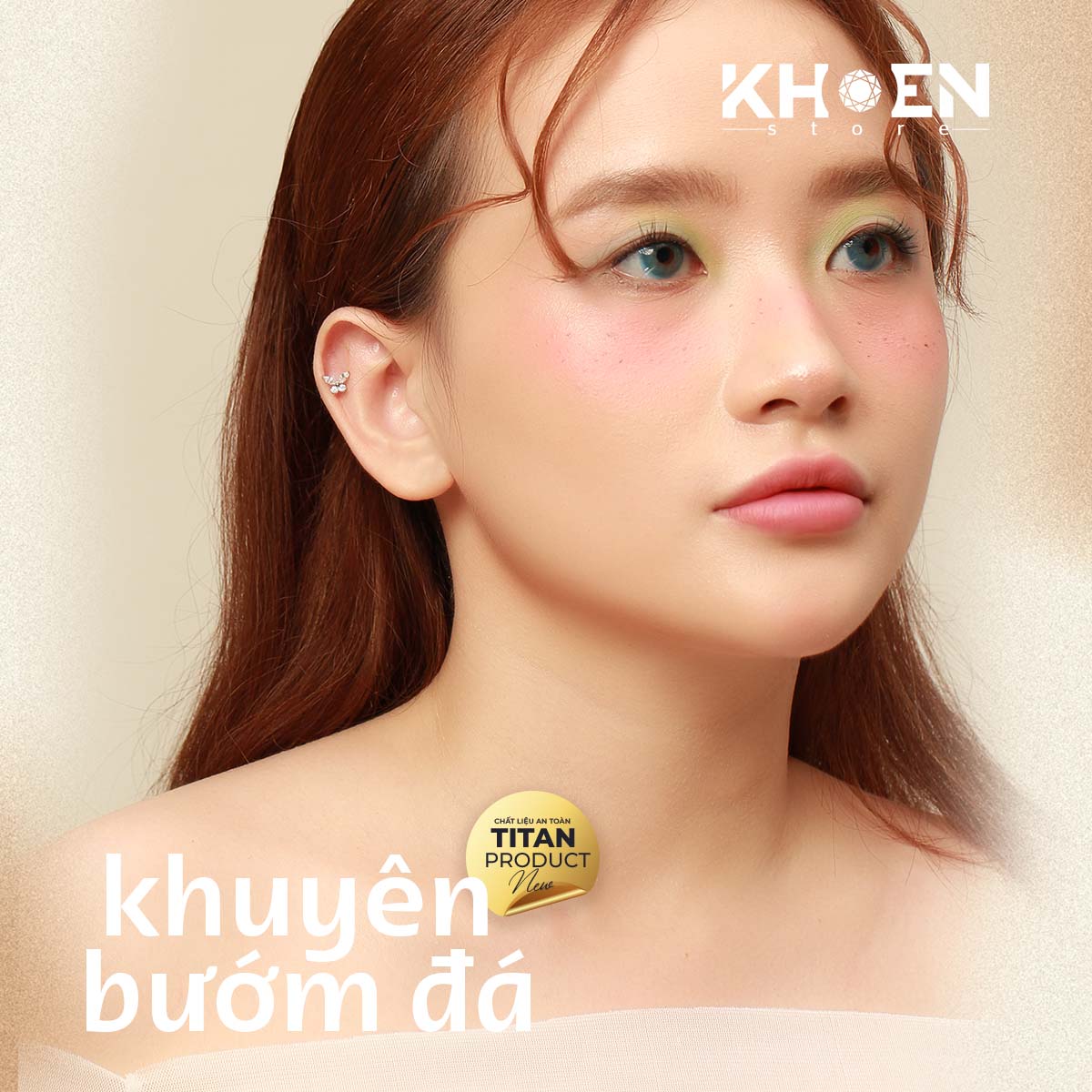 (1 Chiếc) Khuyên tai Bướm Đá - Titanium G23 - Khoen store