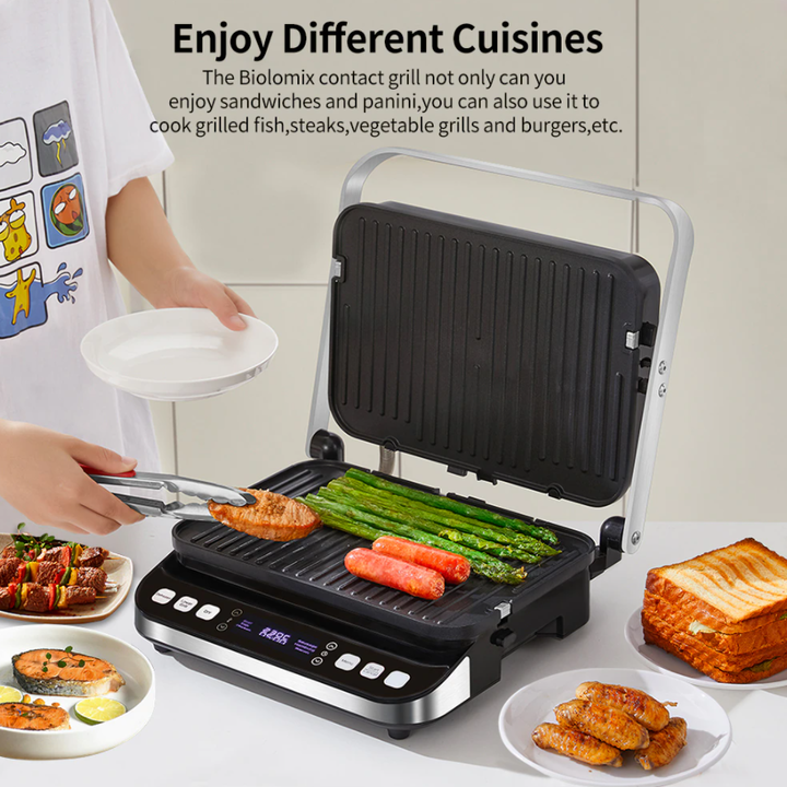 Máy làm bánh kiêm nướng 3 trong 1 cao cấp nhãn hiệu Biolomix BCG02D, công suất 2000W