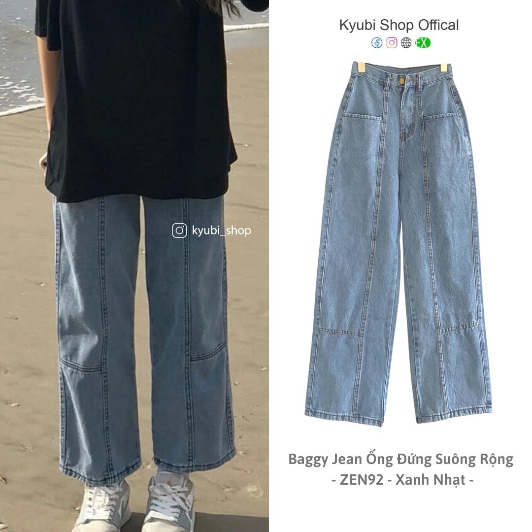 [Voucher 12% Đơn 149K] Quần jean ống rộng Zen92 phong cách ulzzang Hàn quốc (Có bigsize) - Baggy Jeans Cạp Lưng Cao KYUBI