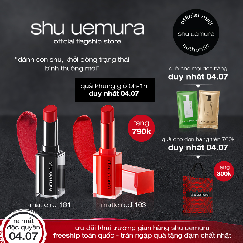 son lì lâu trôi shu uemura rouge unlimited matte lipstick 3g cao cấp