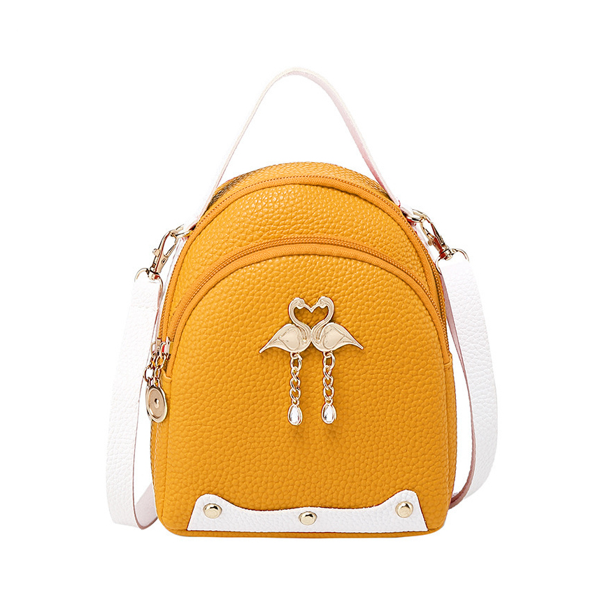 Balo Mini Giả Da 2 Con Hac B45 Vàng