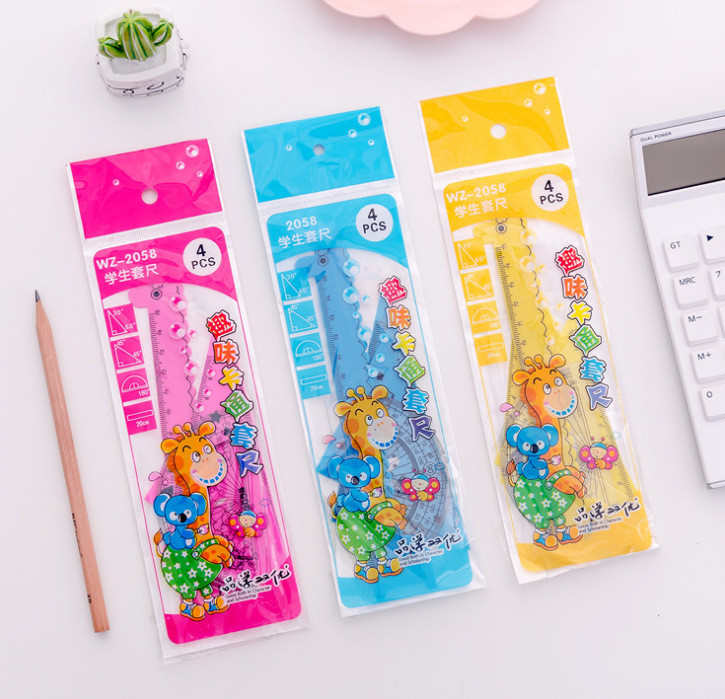 Bộ 4 Cây Thước Kẻ Đo Góc Cho Bé