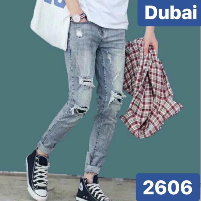QUẦN JEAN NAM CHẤT BÒ CẠP RÁCH SÀNH ĐIỆU HÀN QUỐC DB-2606 CAO CẤP - DUBAI FASHION
