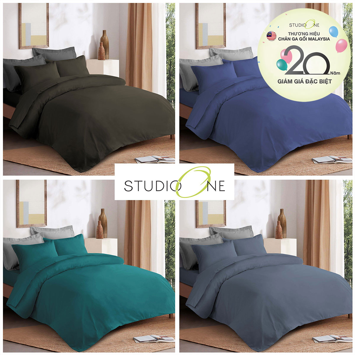 Bộ ga giường và Chăn chần bông Studio One Welden MicroXT, gồm 5 món (King/Queen)