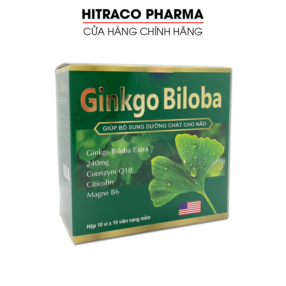 Hoạt huyết dưỡng não Ginkgo Biloba giảm đau đầu, hoa mắt, chóng mặt, rối loạn tiền đình - Hộp 100 viên