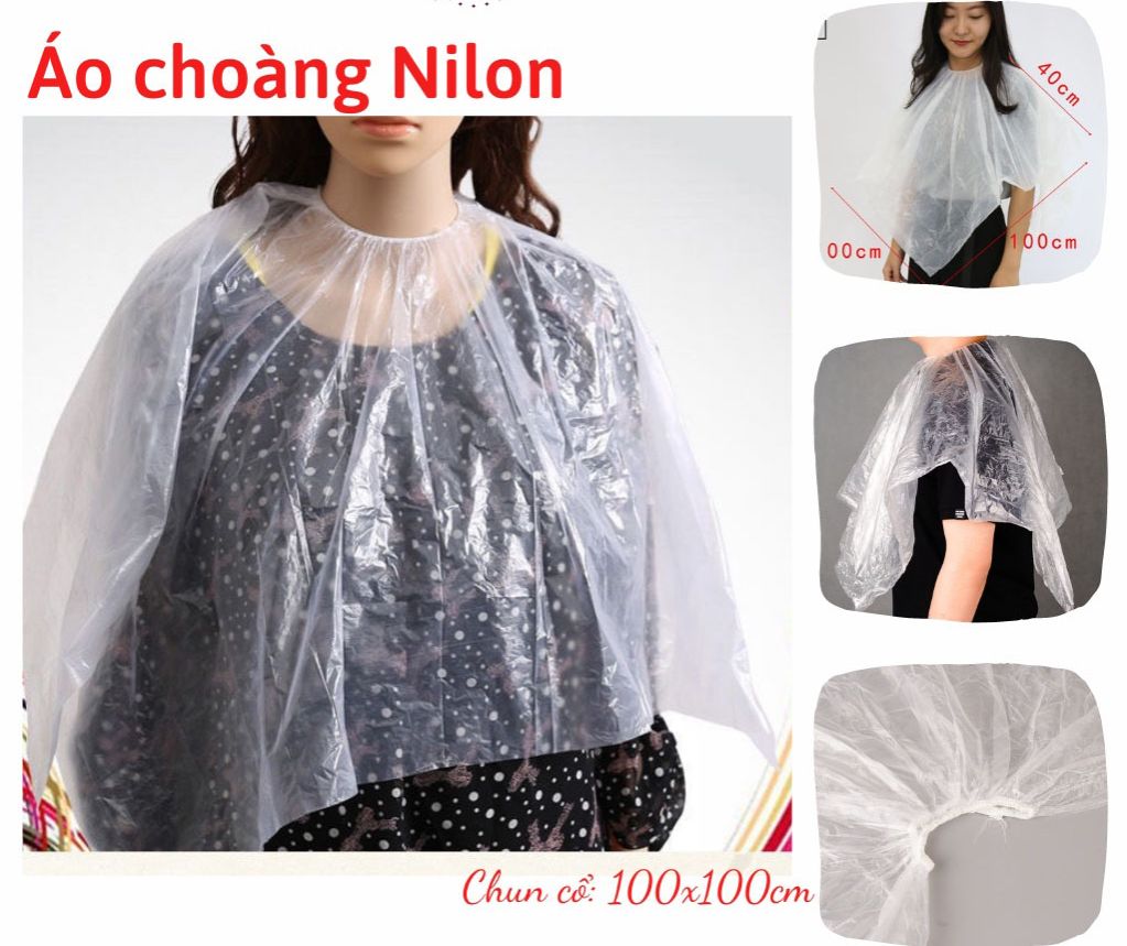 Áo Choàng Nilon Dùng 1 Lần Hỗ Trợ Làm Hóa Chất, Hấp, Nhuộm tóc