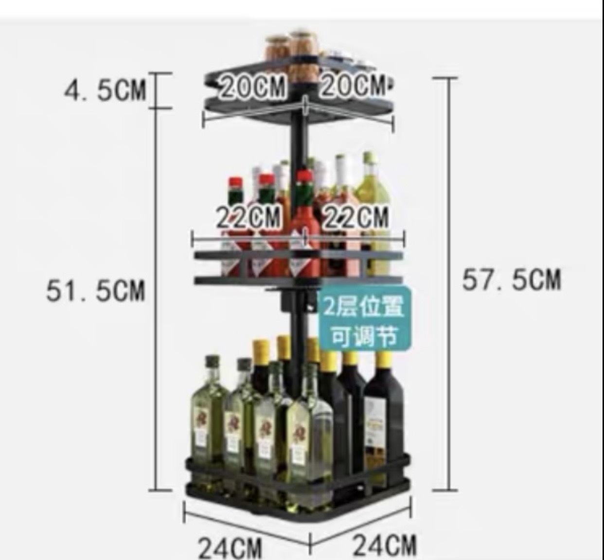 [Sịn sò] KỆ ĐỂ GIA VỊ - Kệ Gia Vị Xoay 360 Thông Minh Tiện Ích  Sơn Tĩnh Điện Chống Gỉ, Chiệu Lực Tốt