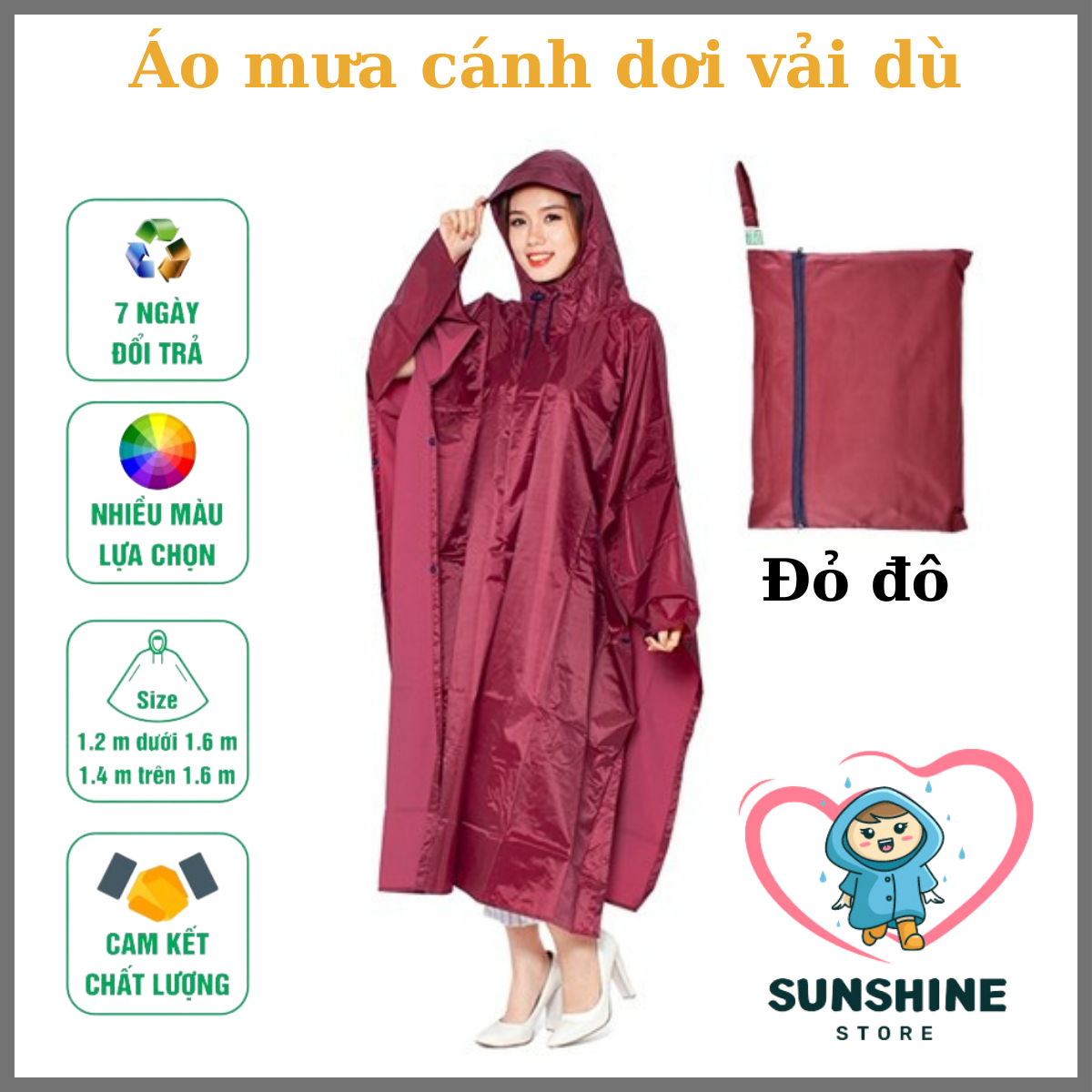 [HCM]Áo Mưa Cánh Dơi Vải Dù Chống Thấm Cao Cấp