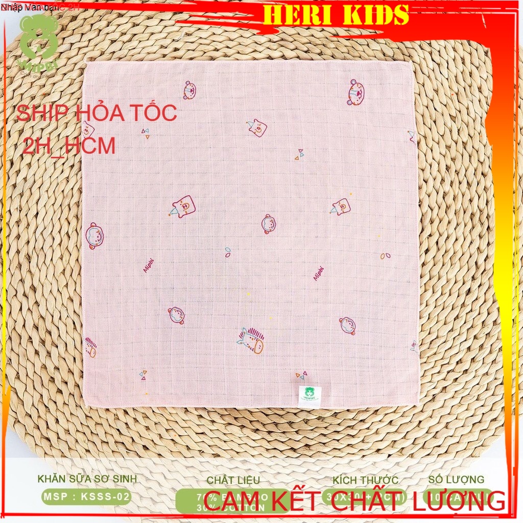 Khăn sữa sơ sinh mipbi cao cấp - 70% sợi tre 30% bamboo - túi 10c, kích thước 30*30cm