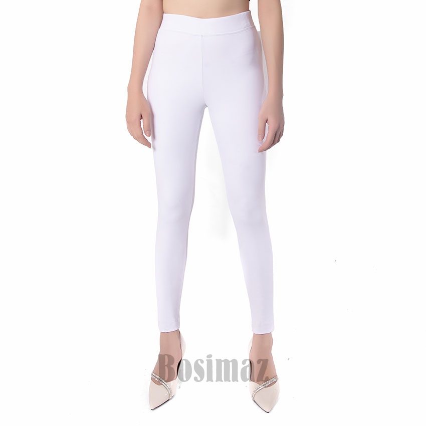 Quần Legging Nữ Bosimaz MS012 dài không túi màu trắng cao cấp thun co giãn 4 chiều vải đẹp dày thoáng mát không xù lông.