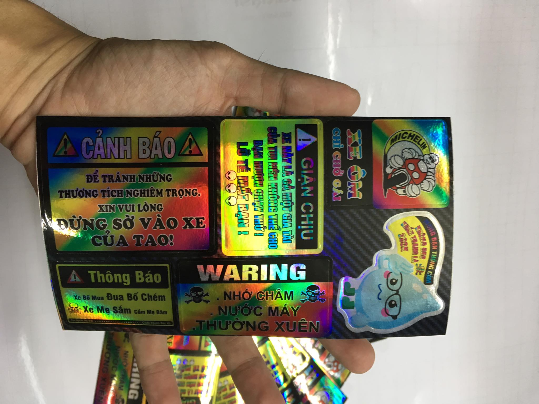 [HCM]SÉT TEM CẢNH BÁO 7 MÀU XE ÔM