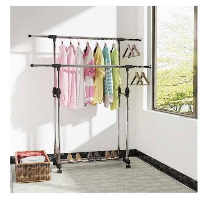 Giàn phơi quần áo đôi lắp ráp 2 tầng inox cao cấp