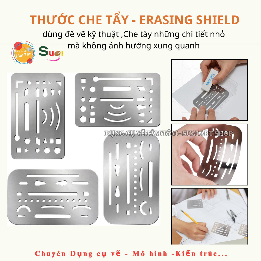 [ Tâm Tâm ] Thước Che Tẩy - Erasing Shield - Thước Chắn tẩy