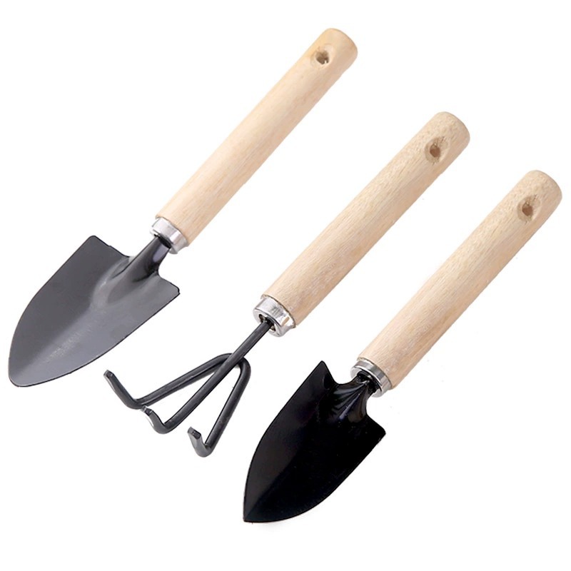 Bộ 3 dụng cụ làm vườn xẻng, xới,cào mini