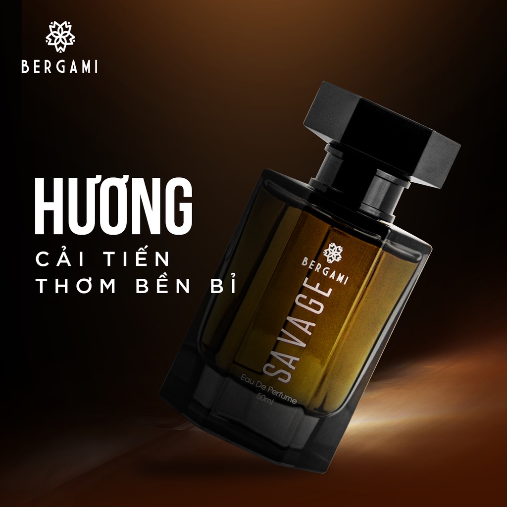 Nước Hoa Nam Thơm Lâu Bergami Savage, Nước Hoa Chính Hãng Mùi Hương Nam Tính Mạnh Mẽ, Lưu Hương 6H 50ml/chai