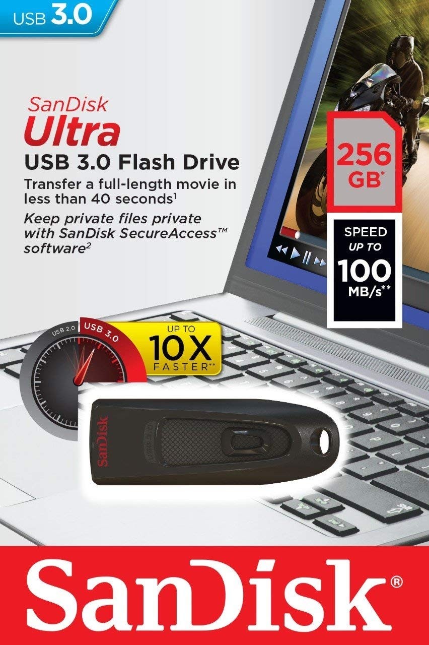 [HCM]USB 3.0 SanDisk Ultra CZ48 256GB 100MB/s (Đen)