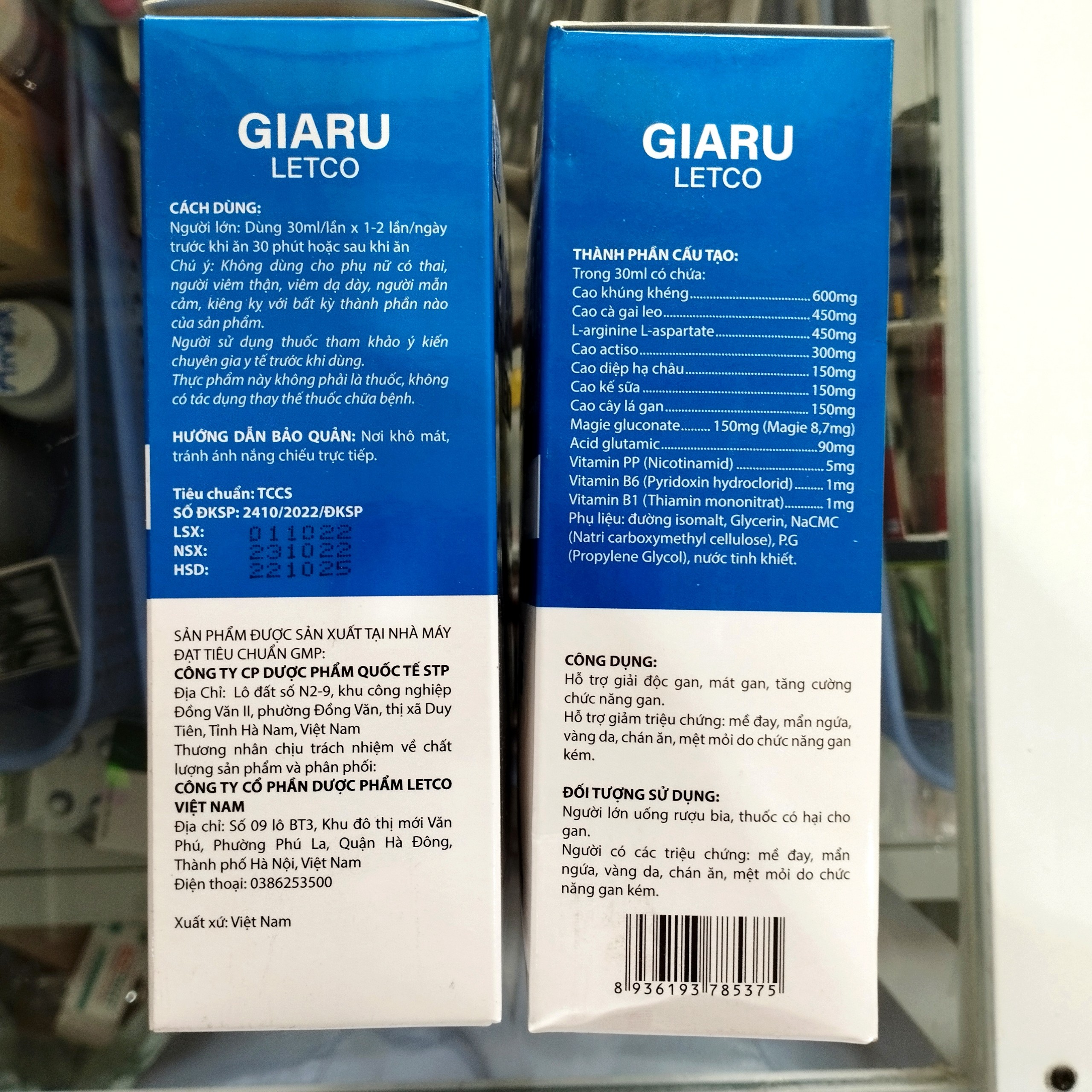 GÓI UỐNG GIẢI RƯỢU GIARU Letco (hộp 12 gói)