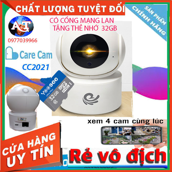 Camera wifi Carecam CC2021 2.0MPx CARE CAM Full HD 1080p mới 2021 Có CỔNG