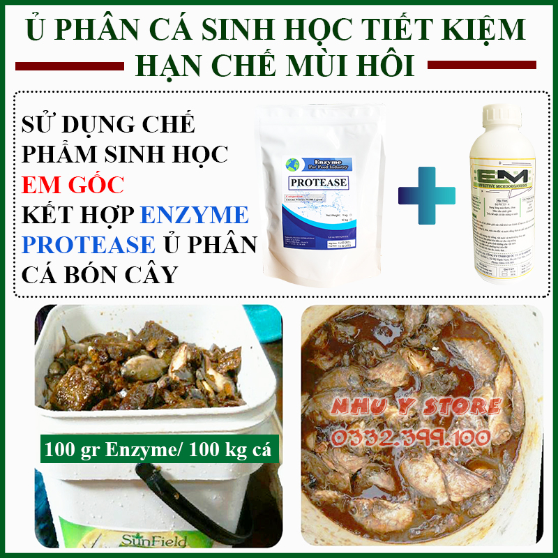 Enzyme Ủ Phân Cá - Enzyme Protease Đậm Đặc Gói 1 kg