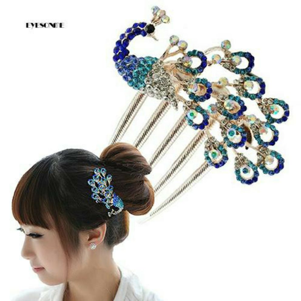 [HCM]Kẹp tóc hình con công đính đá