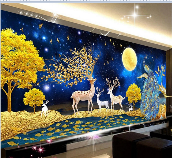 Tranh đính đá Hươu Tài lộc kt 100x55 cm/ 150x70 cm CHƯA ĐÍNH