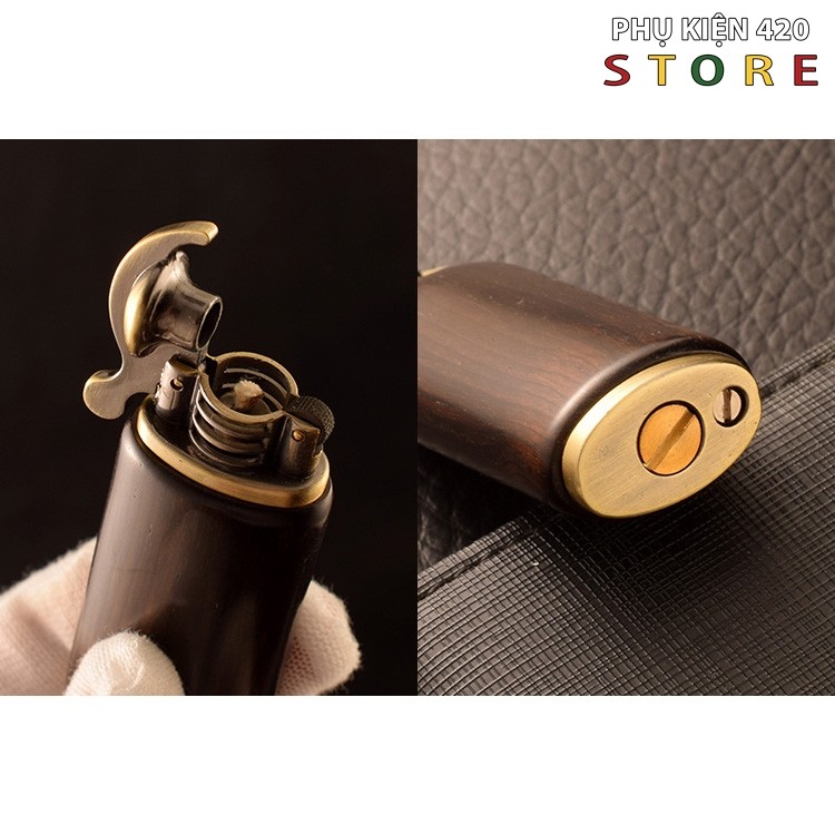 Máy Lửa Xăng Đá Vỏ Gỗ Cỡ Trung - Bật Lửa Hộp Quẹt Độc Lạ Đẹp (may lua xang da vo go co trung - bat lua hop quet doc la dep)