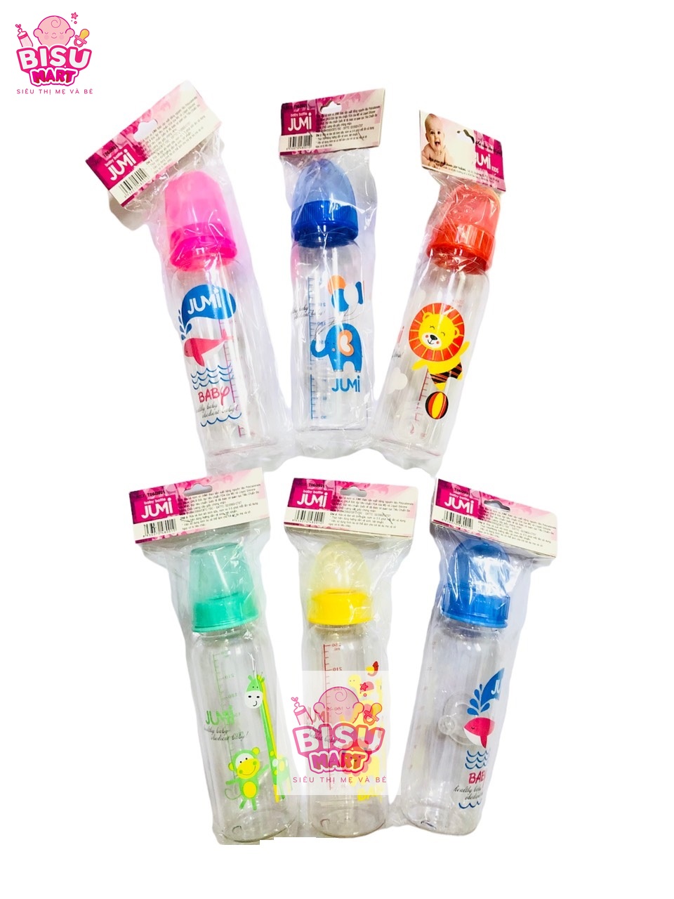 Bình sữa cổ hẹp cho bé Jumi 140ml  250ml trơn