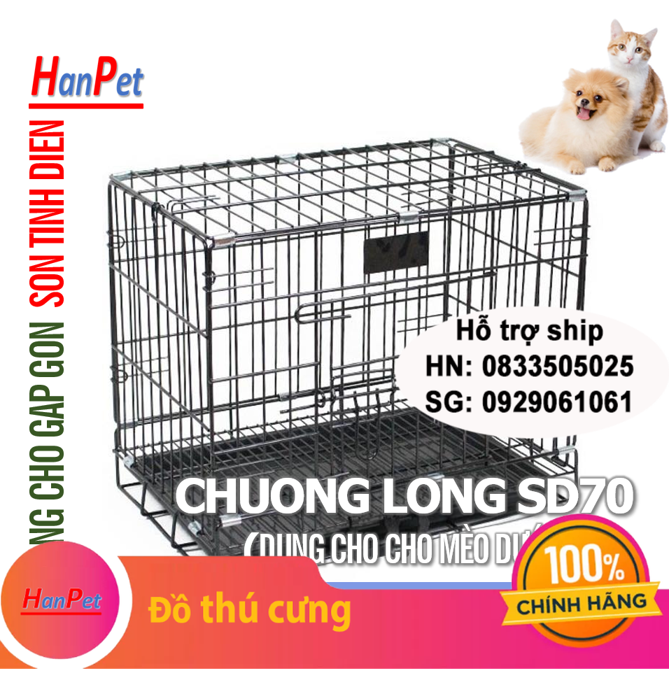SD- Hanpet - Chuồng Lồng cũi chó mèo dưới 22kg (SD75 SD70 SD90) chuồng sơn tĩnh điện có thể gấp gọn