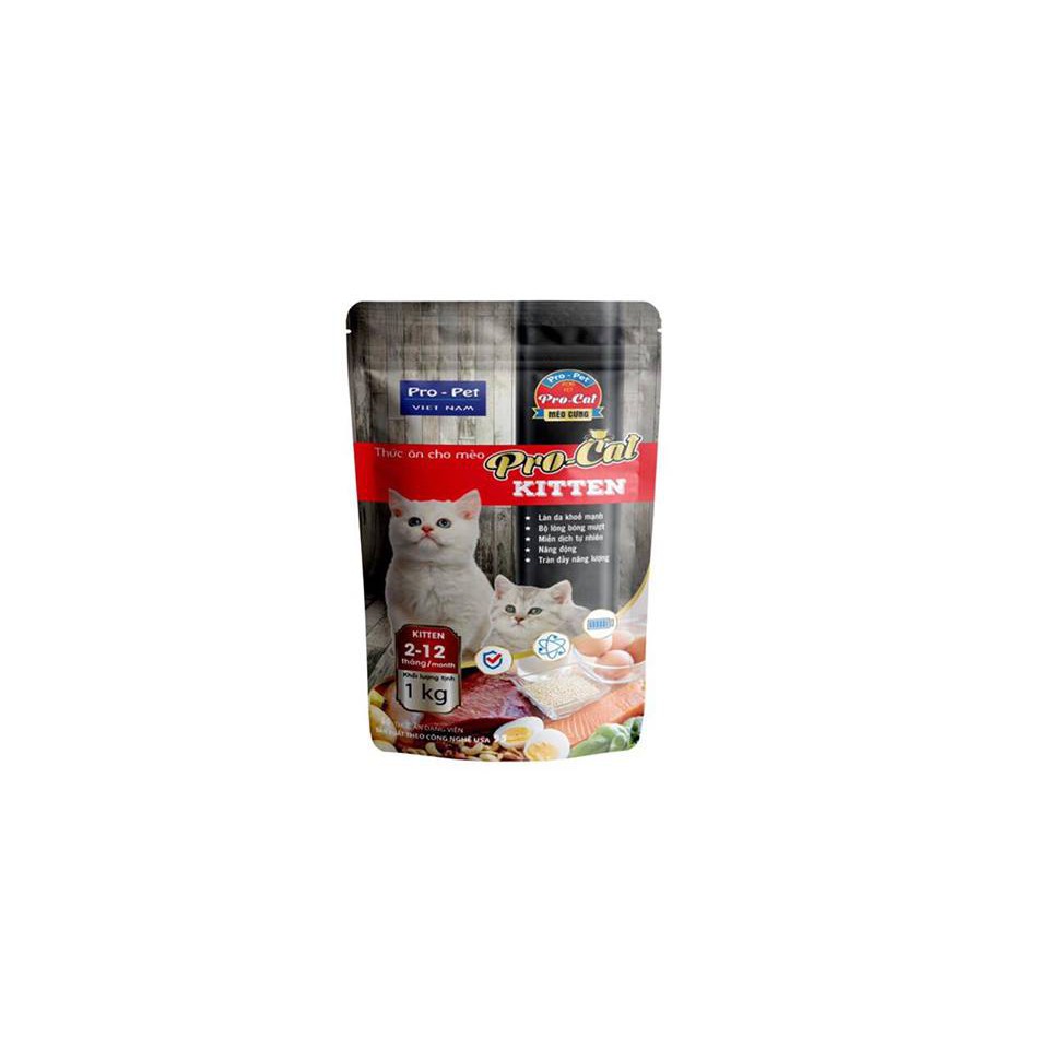 [Hoàn tiền 10%]  THỨC ĂN HẠT CHO MÈO CON Pro-Cat Kitten Túi 1kg Xuất xứ Pro-Pet Việt Nam - Pet shop Uytinpro