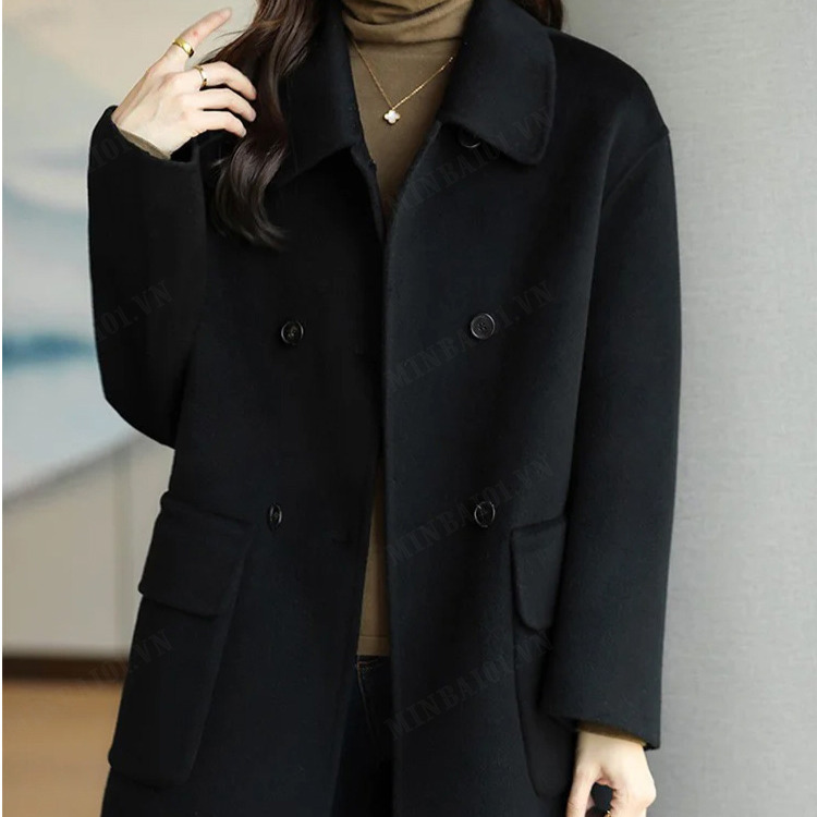 Women's High-end herringbone woolen coat