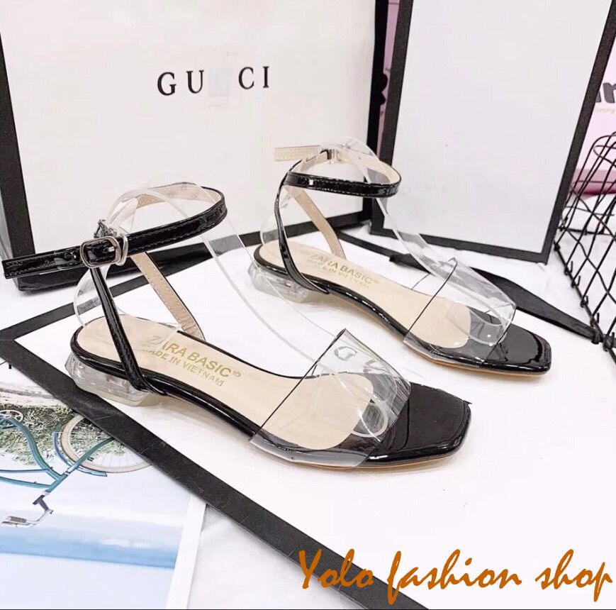 [Hoàn tiền 15%]Kèm hình thật- SB10-Sandal nữ đế trong quai mica siêu xinh
