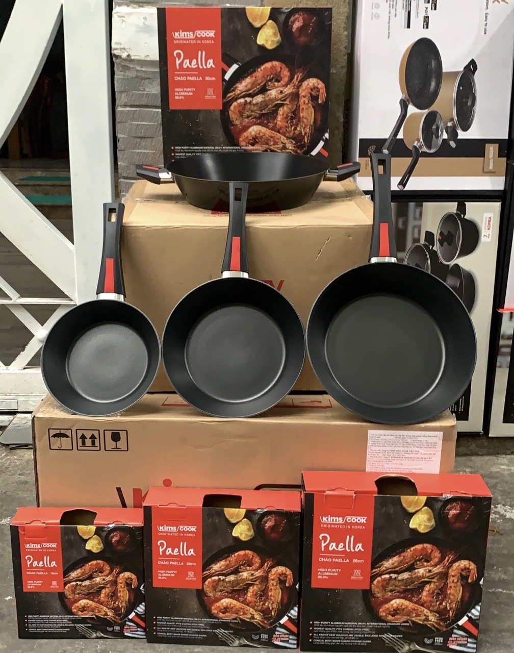 Chảo chống dính KimsCook Paella Dùng được bếp từ size 18-22-26cm và chảo 2 quai size 30cm