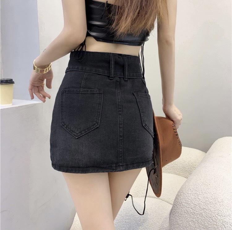 Chân váy thắt lưng jean nữ, chân váy chữ A ullzang hot hiện nay